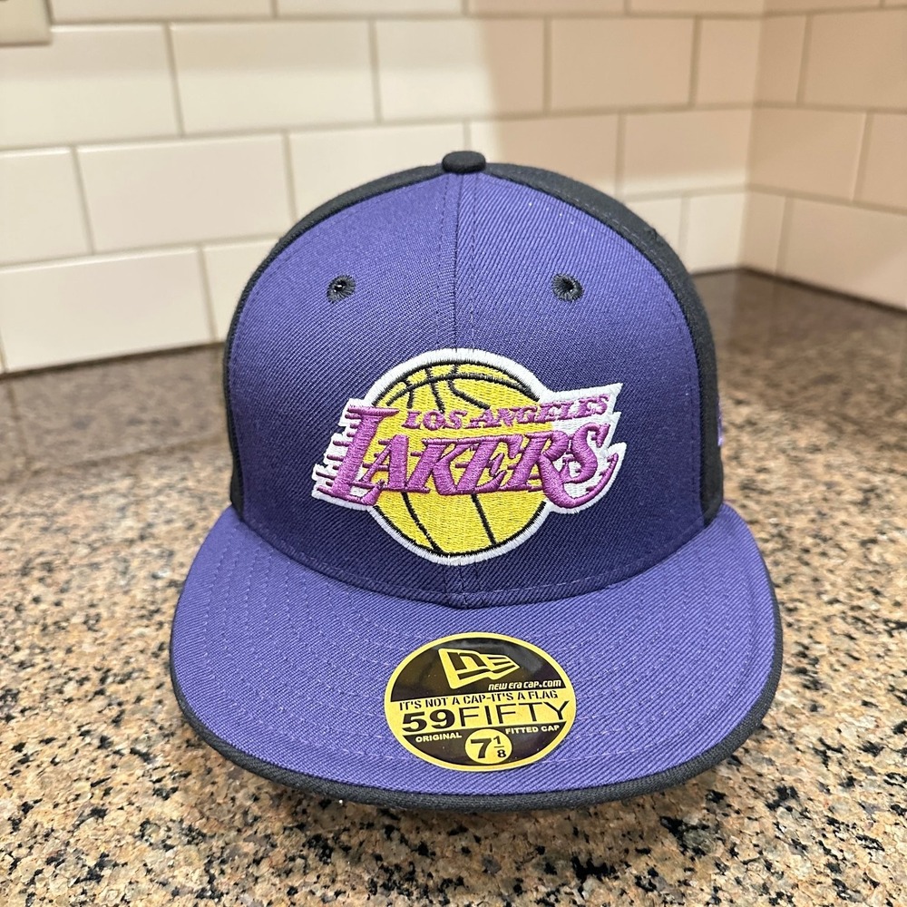 Vtg Los Angeles Lakers New Era 59Fifty Hat 7 1/8 Made in USA Wool Deadstock New
